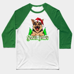 Santa Paws Funny Christmas German Shepherd Baseball T-Shirt